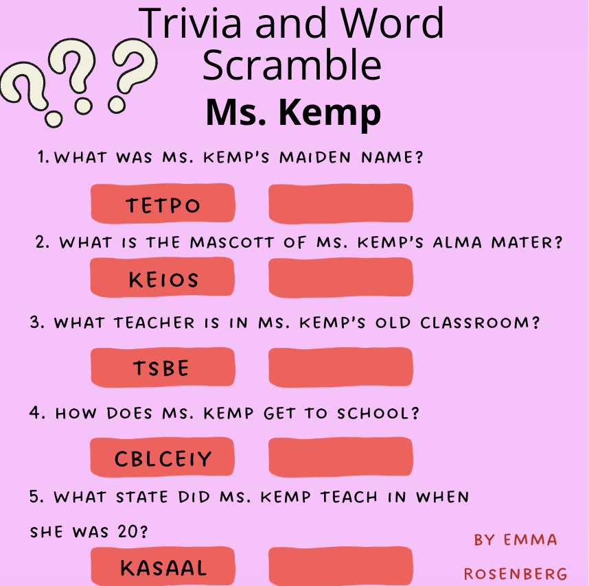 Ms. Kemp Trivia and Word Scramble