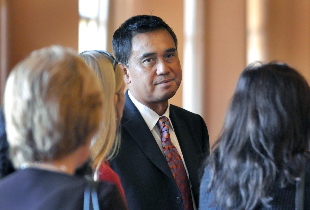 Normandie Burgos waits with supporters outside a San Rafael courtroom during his 2010 trial on sex charges. The jury deadlocked. Photo courtesy of Robert Tong/Marin Independent Journal