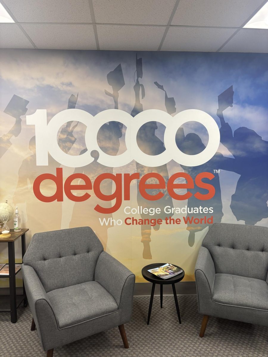 Highlighted on their mission wall, 10,000 Degrees has been serving students in Marin County since 1981. 

