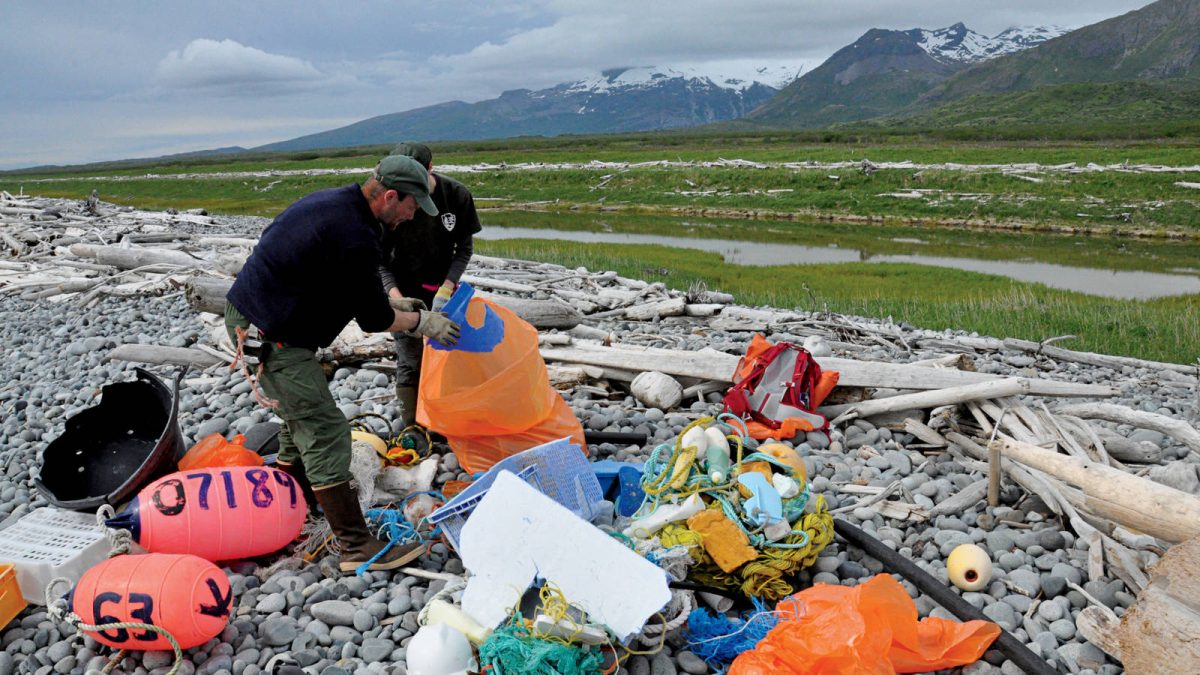 Rangers clean up trash in an Alaska national park (photo courtesy of the National Parks Conservation Association)