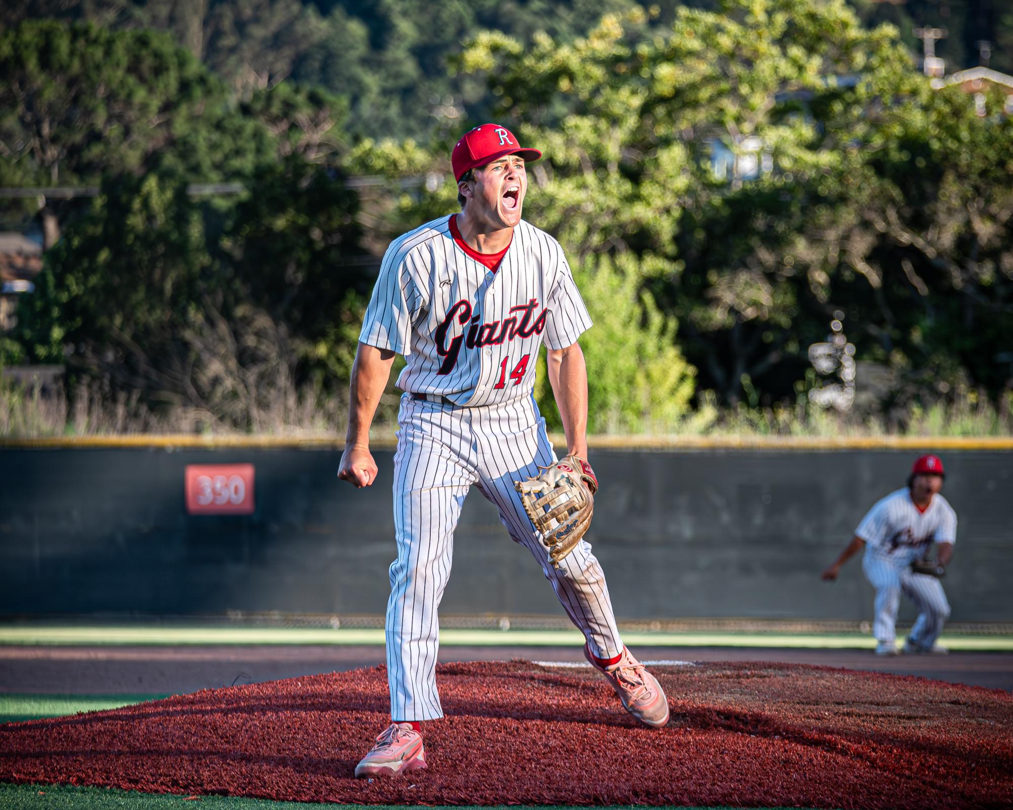 Celebrating after the win, Post is energized as the Giants advance to the NCS Division I quarterfinal round.
