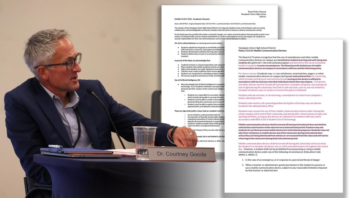 Superintendent Dr. Courtney Goode presented updated drafts of the mobile phone and the academic honesty policies for the upcoming 2026-27 school year to the Tamalpais Union High School District (TUHSD) board of trustees at the June 16 board meeting.