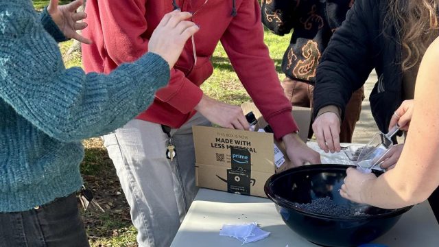 Spencer DeWoody prepares lavender aromatherapy bags designed to reduce blood pressure and regulate the nervous system.